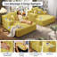 Ensemble de méridienne 2 pièces luxueux en velours côtelé, canapé-lit convertible 2 en 1 avec coussins et pochette de rangement-1501748300