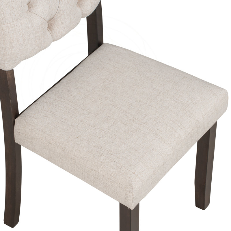 Retro 6-Piece Dining Set with Tufted Seating, Espresso