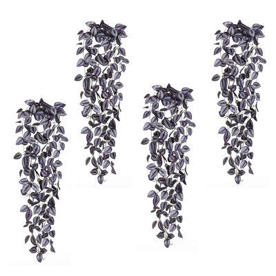 4 piece Artificial Deep Purple Vines Hanging Plant, Ideal for Indoor and Outdoor Decor(No Baskets)