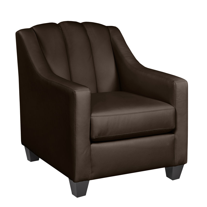 Fauteuil Canvey, Cuir véritable brun