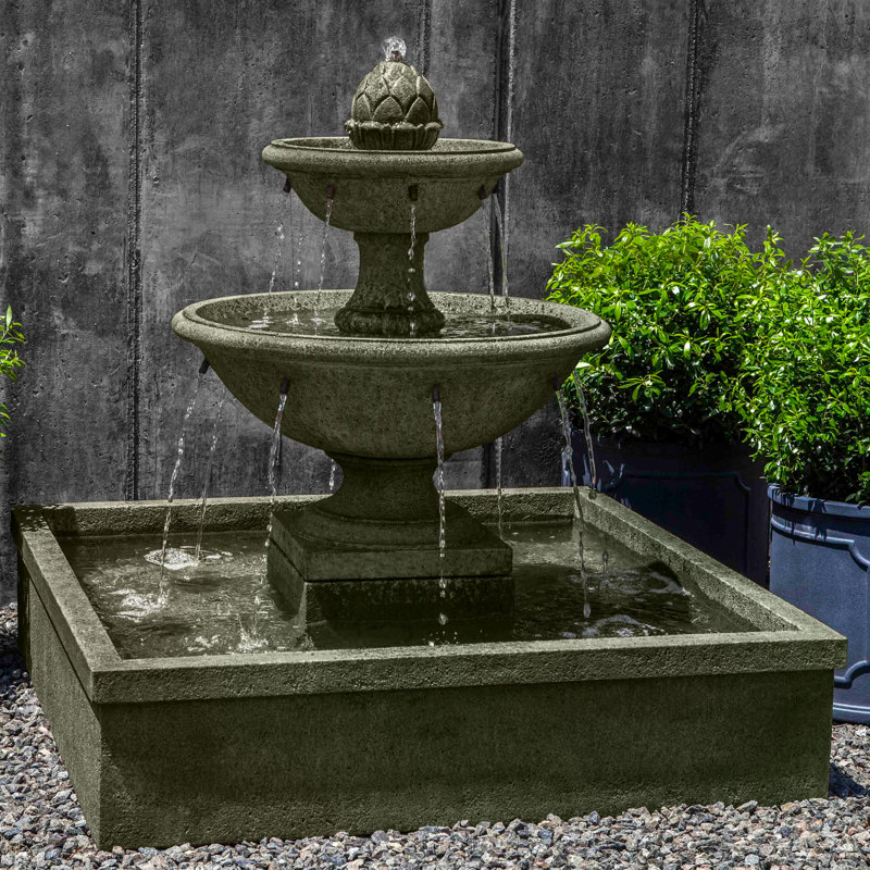 La Mirande Floor Fountain, Aged Limestone