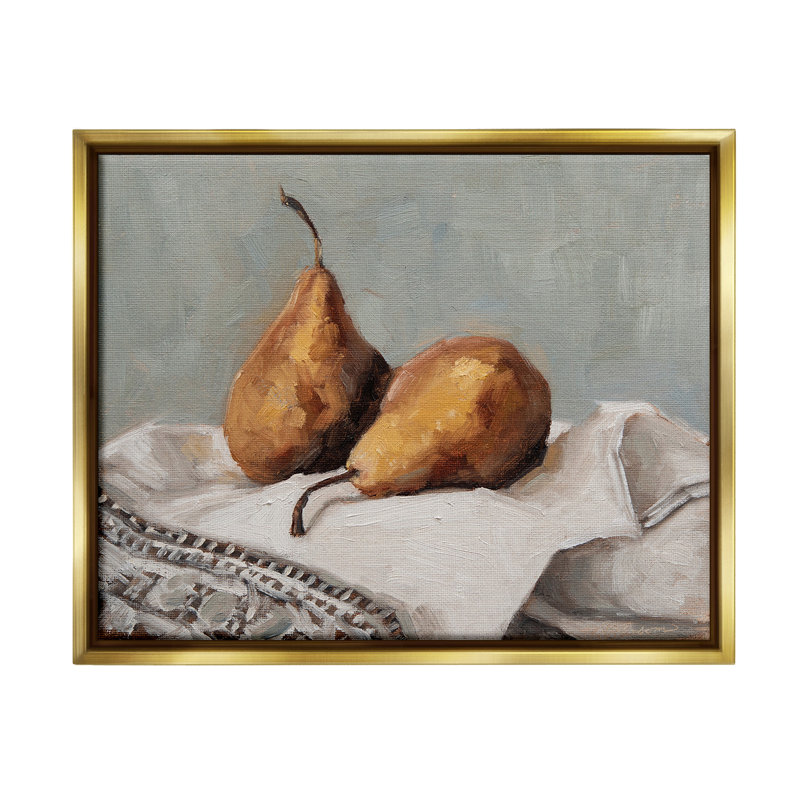 "Traditional Pears Still Life" par Marian Parsons sur toile, Cadre flottant métallique doré, H 17 po x l 21 po