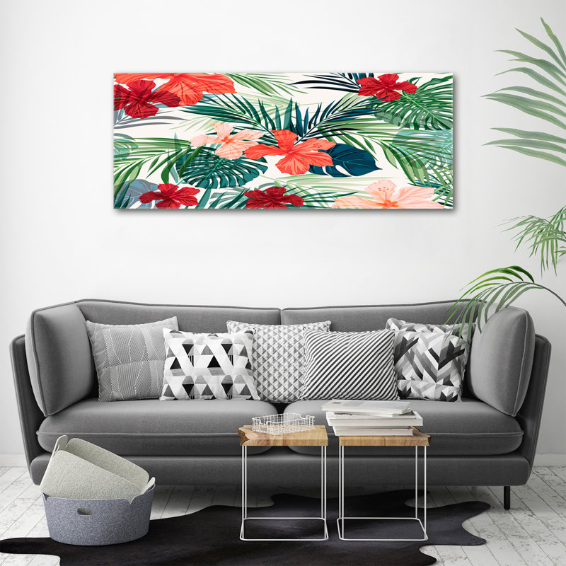 Tropical Flowers - Print, 50cm H x 125cm W x 2cm D, Canvas