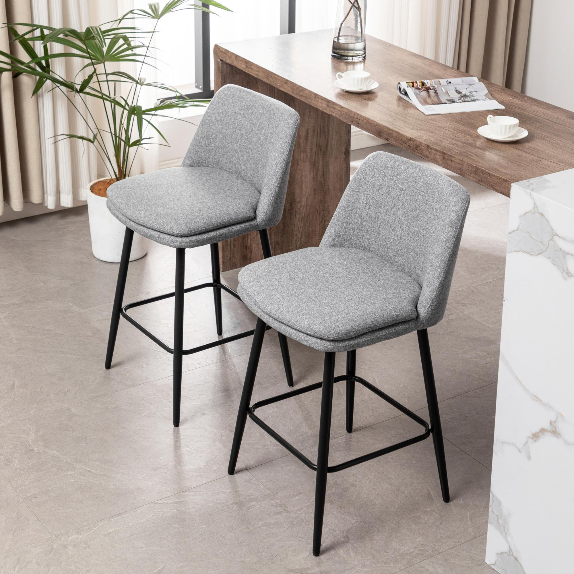 Orren Ellis Kimberlye Swivel Upholstered 25.6'' Counter Stool with ...