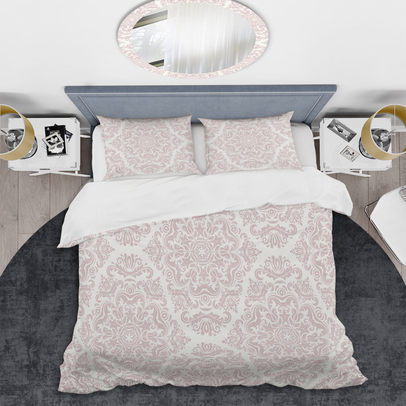 Damas crème - ensemble de housse de couette abstrait - microfibre de polyester