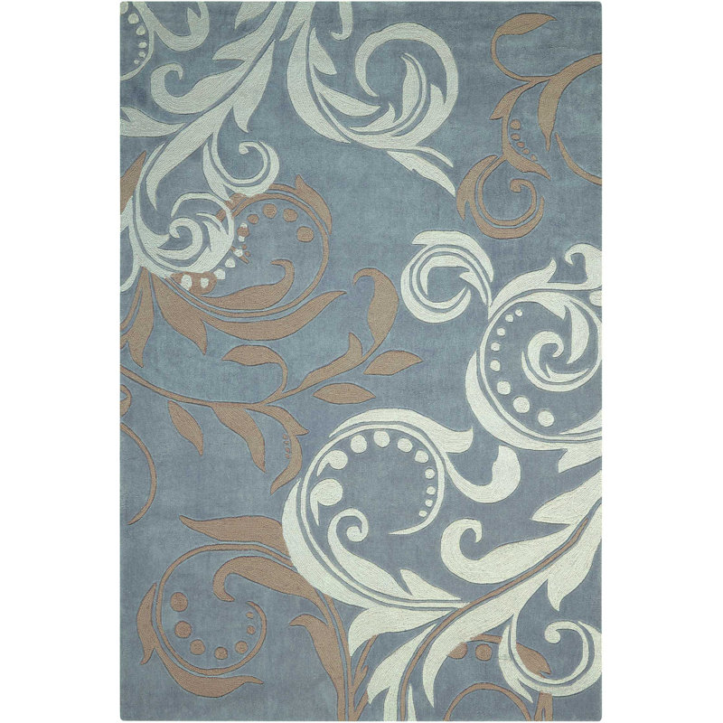 Tapis argenté contemporain fait à la main Asuncion, Rectangle 3 pi 6 po x 5 pi 6 po