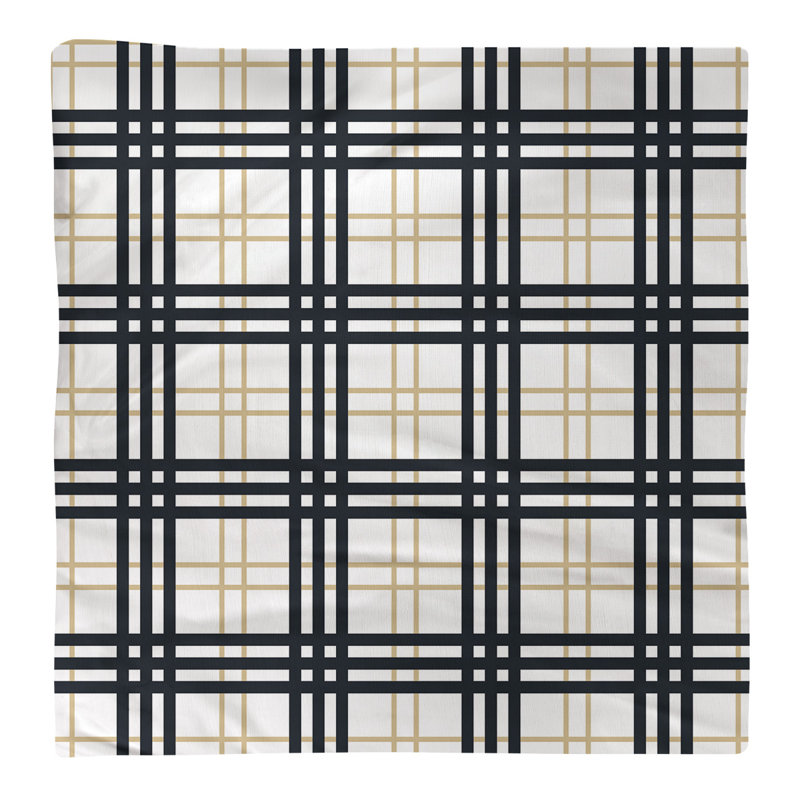 Serviette de table de luxe New Orleans, Blanc / vieil or / noir, 10 po x 10 po, polyester