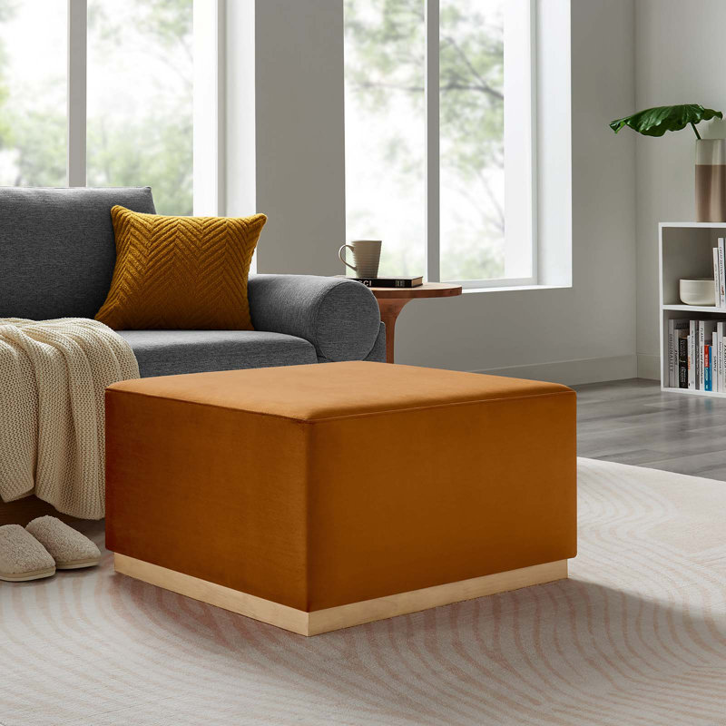 Modway Tilden Upholstered Ottoman, Rust Velvet
