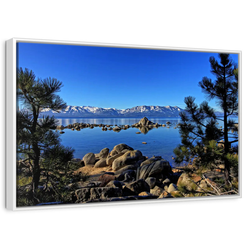 Lac Tahoe depuis l'anse Zephyr, Cadre flottant blanc, 40 po x 27 po