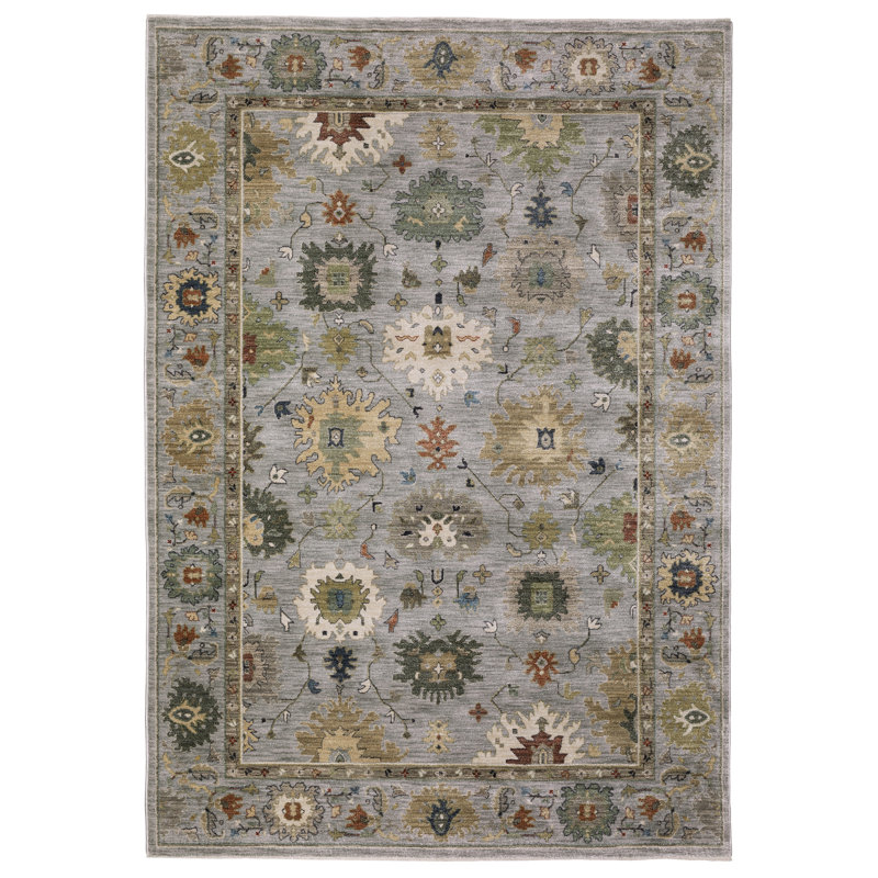 Caia Vintage Oriental Blue/ Multi Area Rug, Rectangle 3'3" x 5'