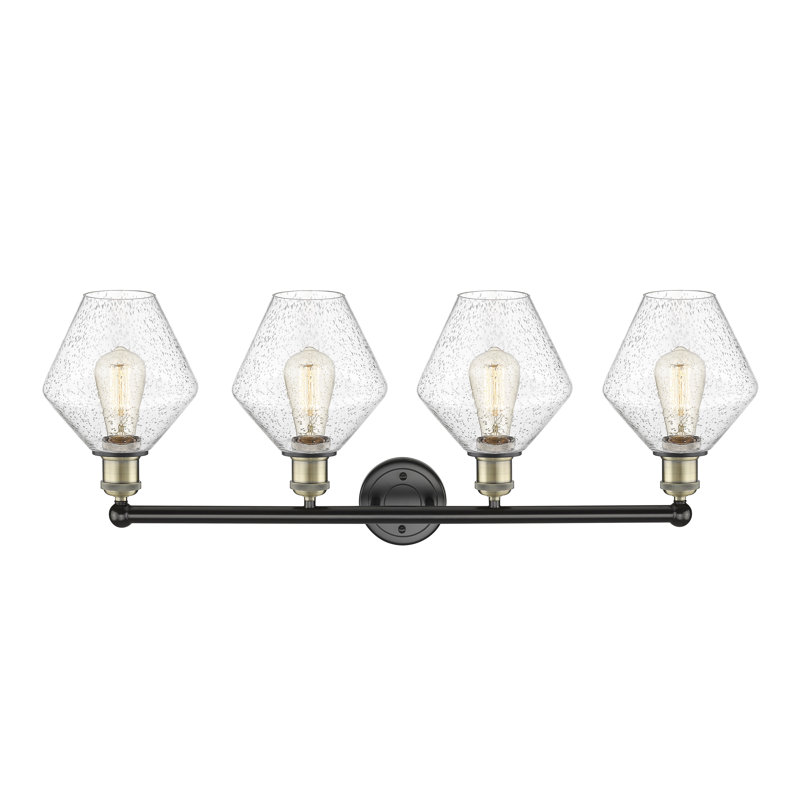 Éclairage de salle de bain à intensité variable 4 lumières Amylea, Laiton antique noir