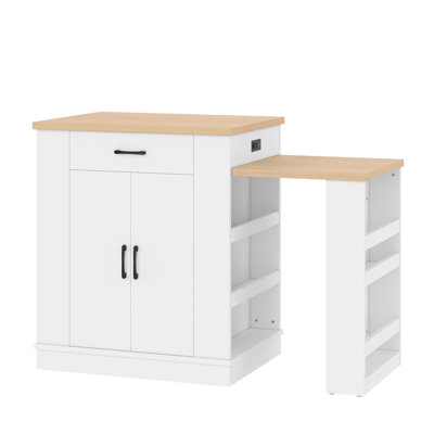 Extendable Kitchen Island with Storage, White Rolling Cart with Drawers and Shelves, Versatile Dining Table & Breakfast Bar for Small Spaces
