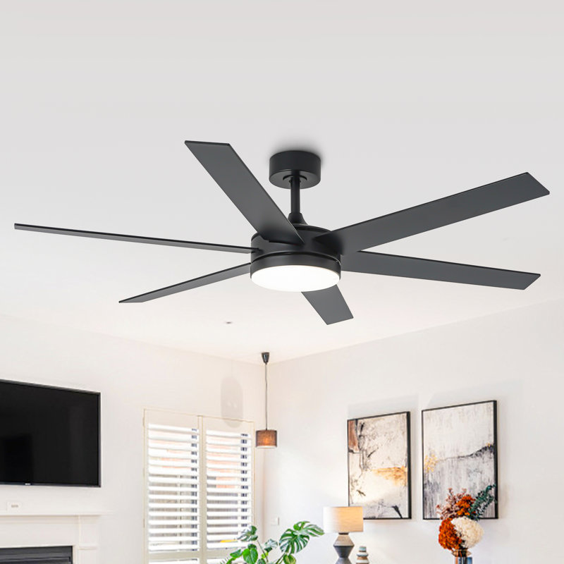 Ventilateur de plafond intelligent moderne Vaczon 60 po avec éclairage DEL 3CCT à intensité variable, moteur CC réversible à 6 vitesses, minuterie, télécommande et application de contrôle