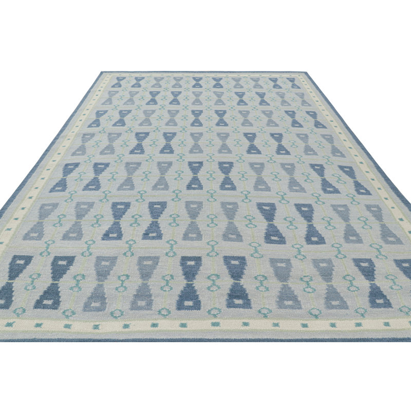 Rug & Kilim’S Scandinavian Style Rug In Blue Tones With Hourglass Patterns