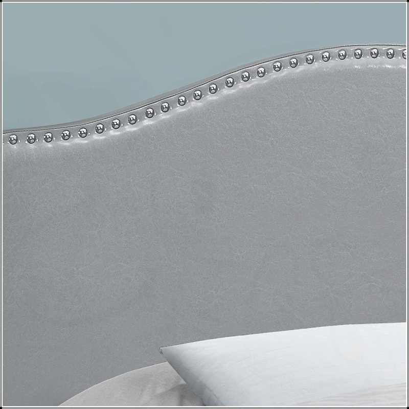 Lit, tête de lit seulement, chambre à coucher, revêtement, aspect cuir, transitionnel, Gris, Double