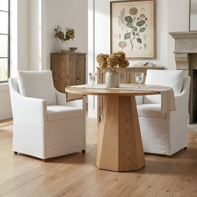 Mid-Century Modern Wooden Table & Upholstered Chair Set For Home, Kitchen, Dining Room