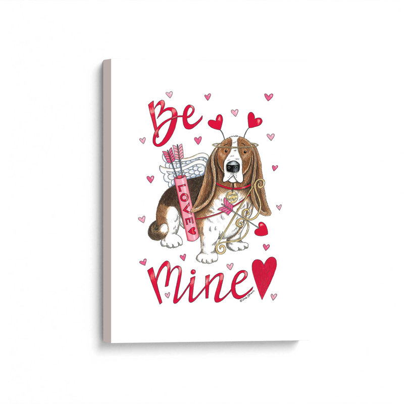 «Be Mine Basset» par Deb Strain, reproduction d'art, L 24 po x H 32 po, Ne s’applique pas, Toile non encadrée
