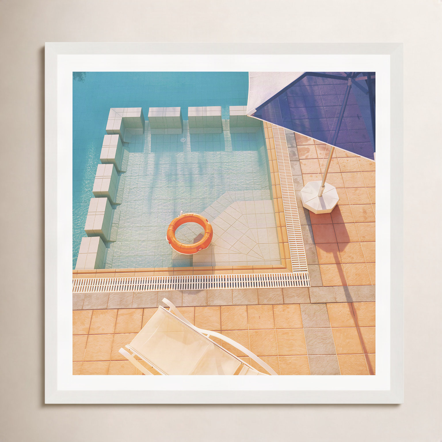 Cassia Beck Swimming Pool by Cassia Beck, 30" H x 30" W x 0.75" D, White Single Framed, Yes