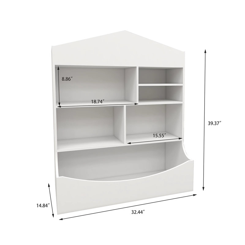 Bibliothèque avec organisateur de jouets, bibliothèque à 4 niveaux, bacs ouverts autoportants, présentoir à livres