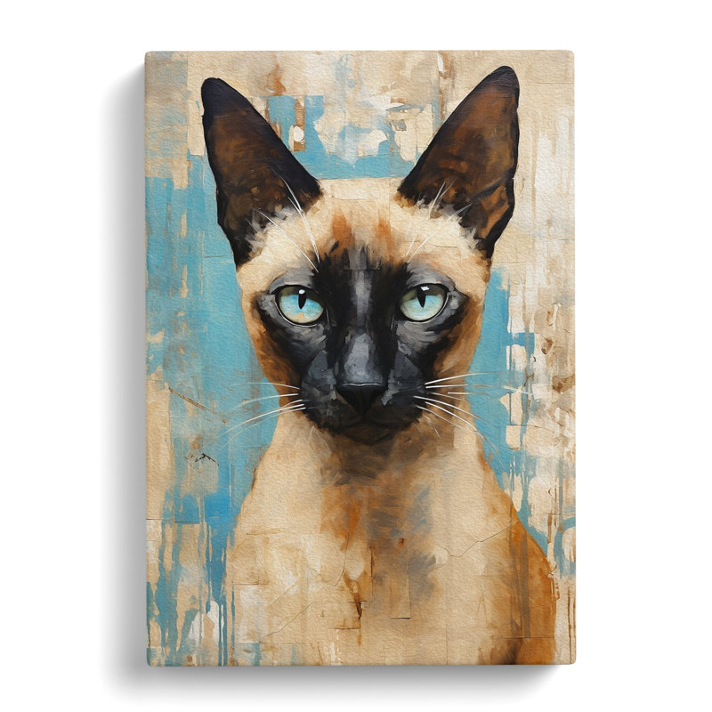 Siamese Cat Gestural - No Frame Print, 50cm H x 35cm W x 3cm D