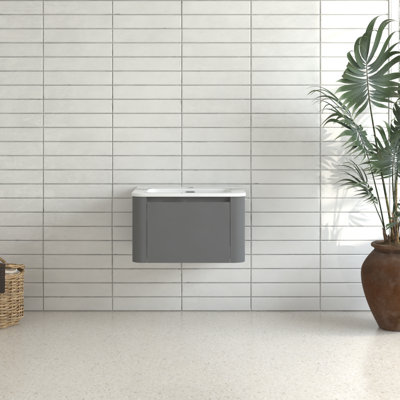Meuble-lavabo mural contemporain gris en MDF
