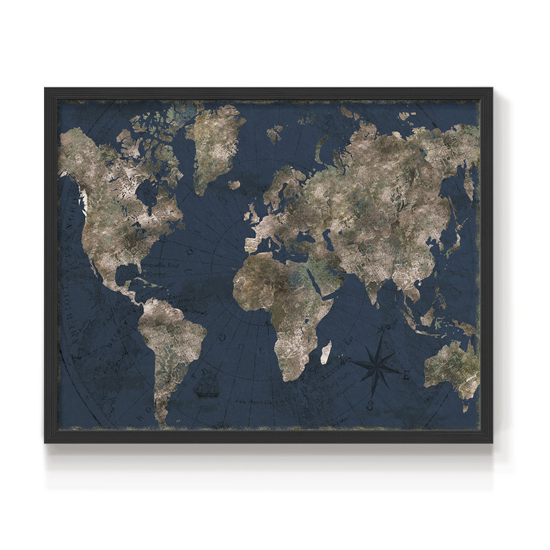 Navy Atlas -Framed Print - Restickable, 22" H x 28" W, Black