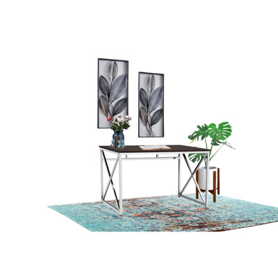 Mobilier de bureau brun contemporain - Hauteur : 74,4 cm (29,28 po), fini anti-rayures, bureau fonctionnel, plateau de 119,4 cm (47 po) de large, pieds, surface, forme rectangulaire