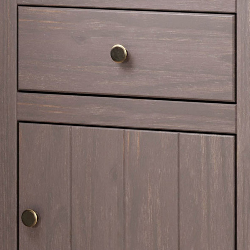 Table de chevet Stav, 1 tiroir et porte, 25 pouces, style planche, bois massif, Gris
