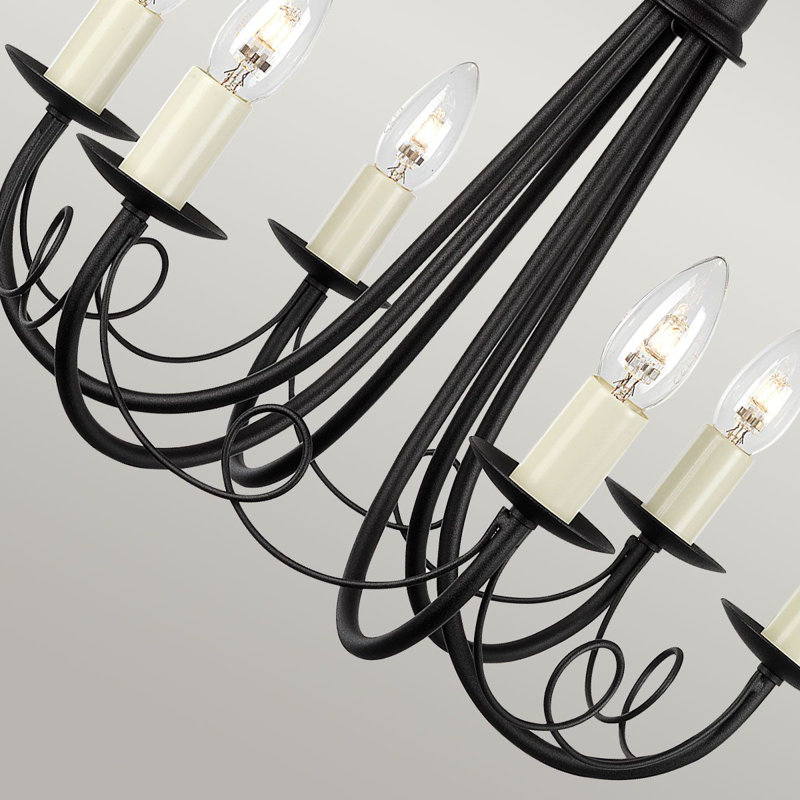Cline 6 - Light Candle Style Chandelier, Black