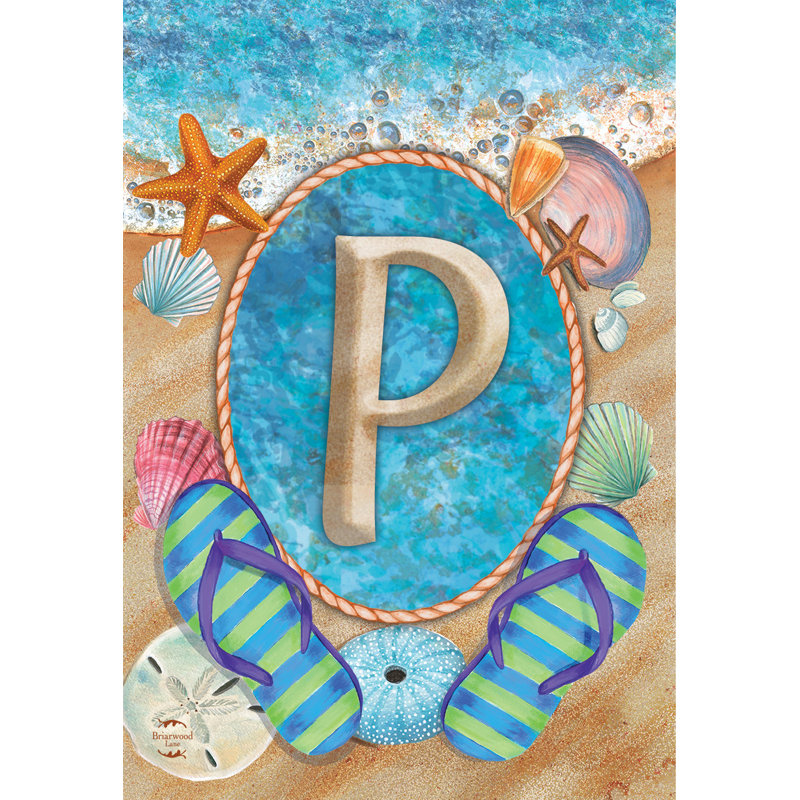 Summer Monogram Letter P Garden Flag