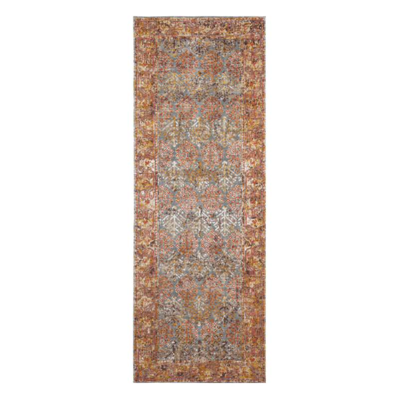 Tapis de couloir 7 pi sarcelle et orange