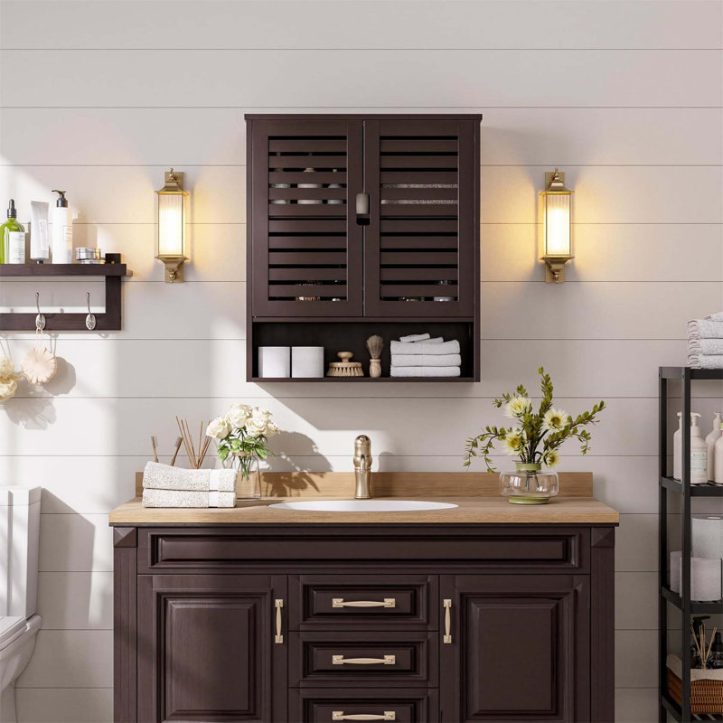 Aaleeyah Wall Mounted Required Bathroom Cabinet, Brown