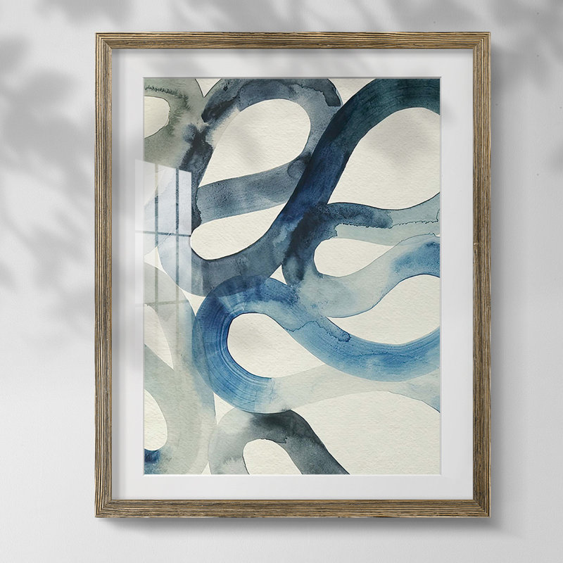 «Sea change I», reproduction encadrée, Papier avec cadre noyer, Blanc