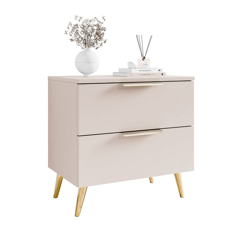 55cm W Bedside Table, Cashmire/Gold