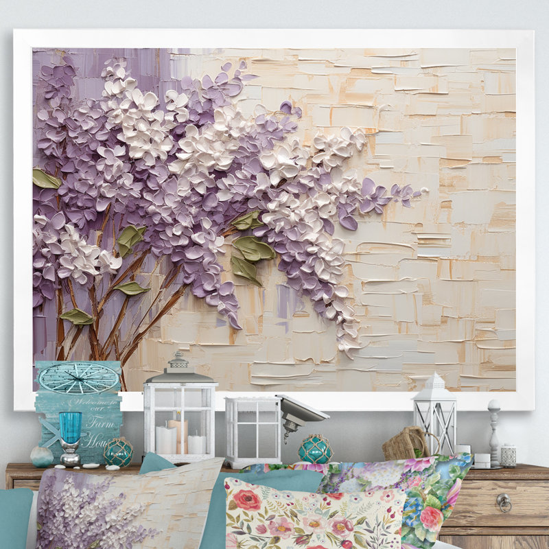 «Blooming Lilac Melody V», reproduction sur toile, H 24 po x l 32 po x P 1 po, Cadre simple blanc