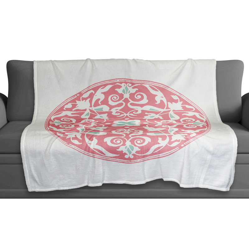 Morrocan Circle Hand Woven Throw Blanket, Pink