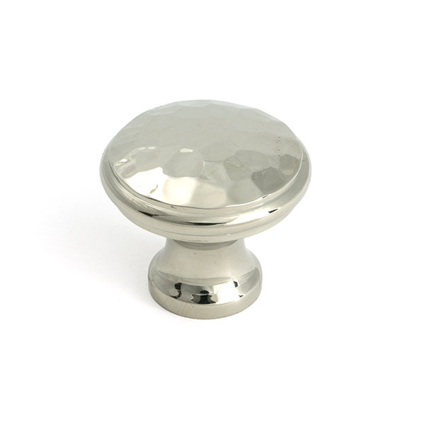 Hammered Round Knob, 1.18" Knob Diameter, Polished Nickel