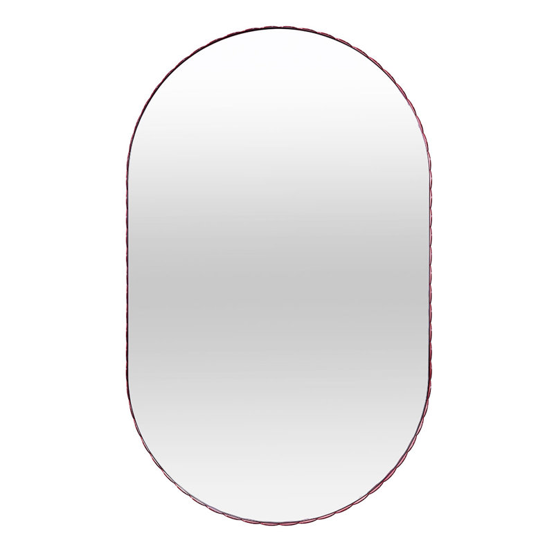 Metal Oval Wall Mirror, Burgundy