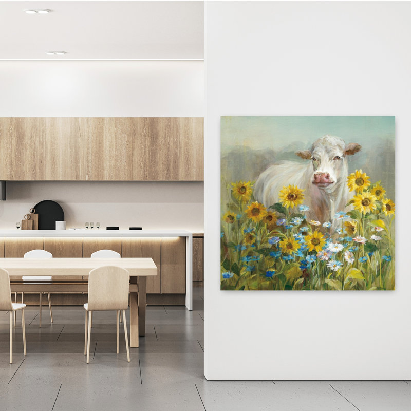 «Contemporary Farm and Field I V2 Crop with Animal Blue Art», H 48 po x l 48 po