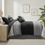 Ensemble d'édredon 7 pièces en faux suède noir très grand-117539048
