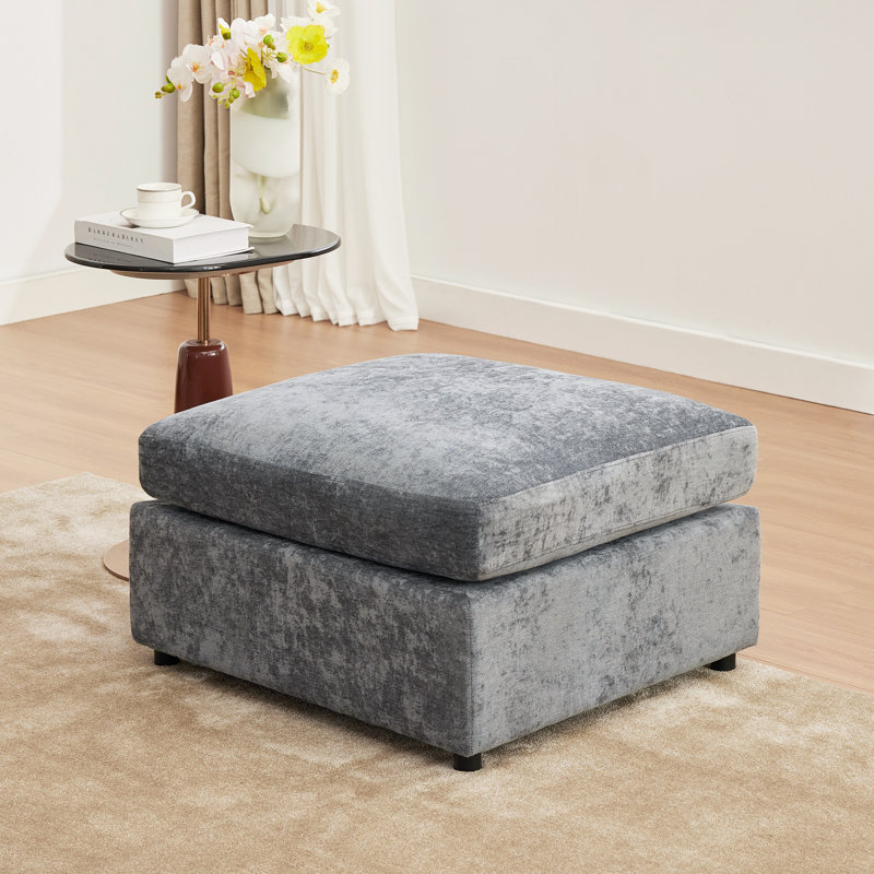 Canapé modulaire rembourré sans accoudoirs avec repose-pieds, Mélange de polyester gris