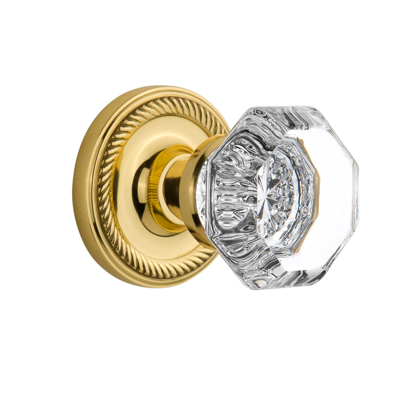 Rope Rosette with Waldorf Door Knob, Unlacquered Brass