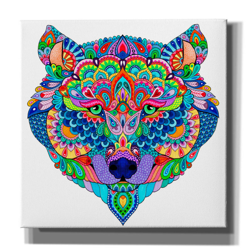 "Loup bleu" par Hello Angel, H 26 po x l 26 po x P 1,5 po