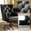 Jacinto Transitional 44.5"H Genuine Leather Wingback Design 360° Swivel Tilting Lock Office Chair with Tufted Backrest-548008995