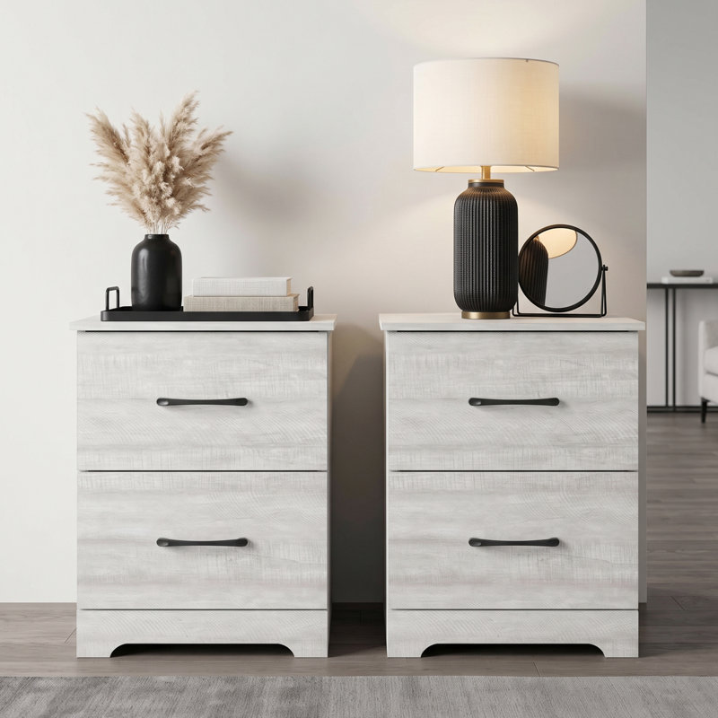  Arkia 2 Drawer Nightstand, Dusty Gray Oak