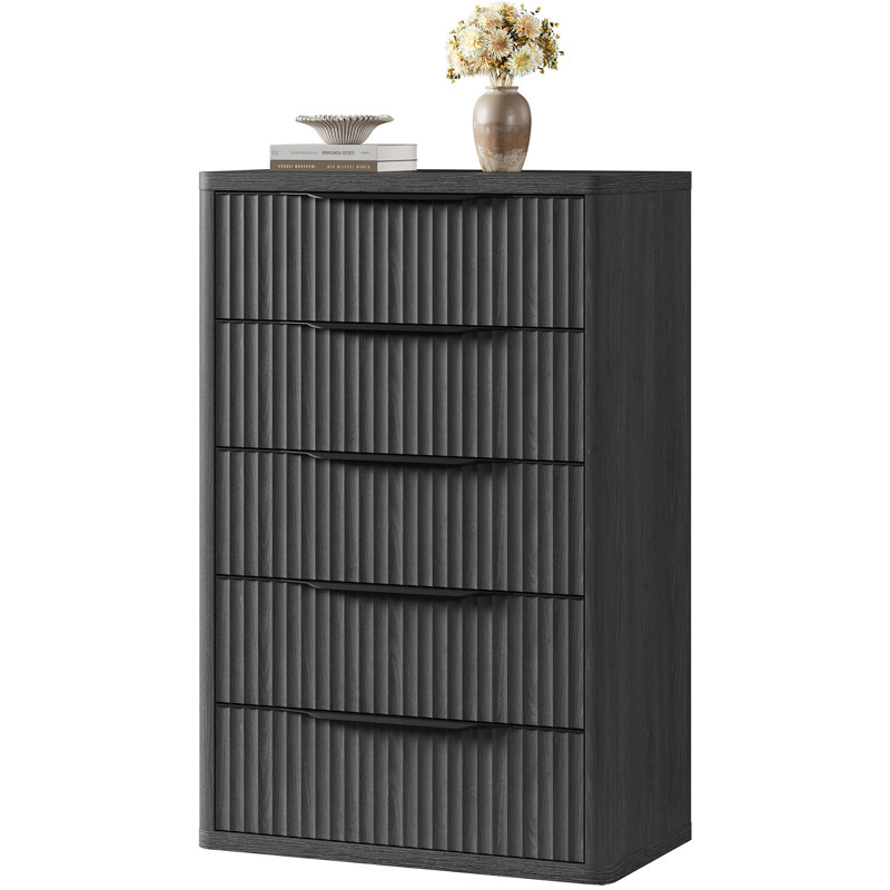 Commode à 5 tiroirs Modern, Aulne gris foncé