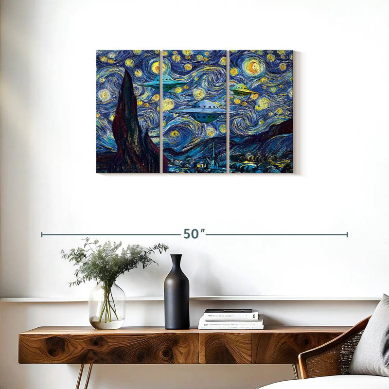 Kelan Alien Invasion Starry Night, 20" H x 33" W