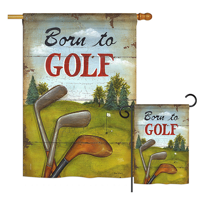 Né à golf, les expositions sportives à partir d’une maison verticale en polyester de 2 côtés 40 x 28 po ensemble de drapeau