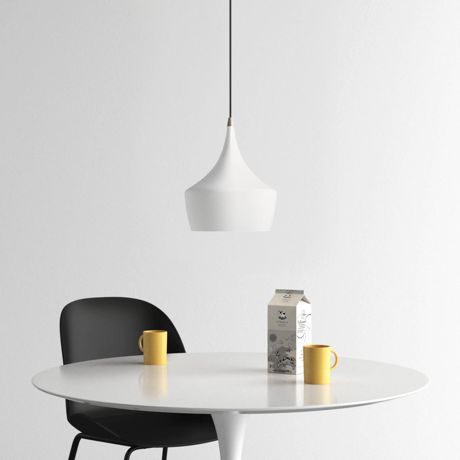 Schultz Dimmable Teardrop Single Light Pendant, White