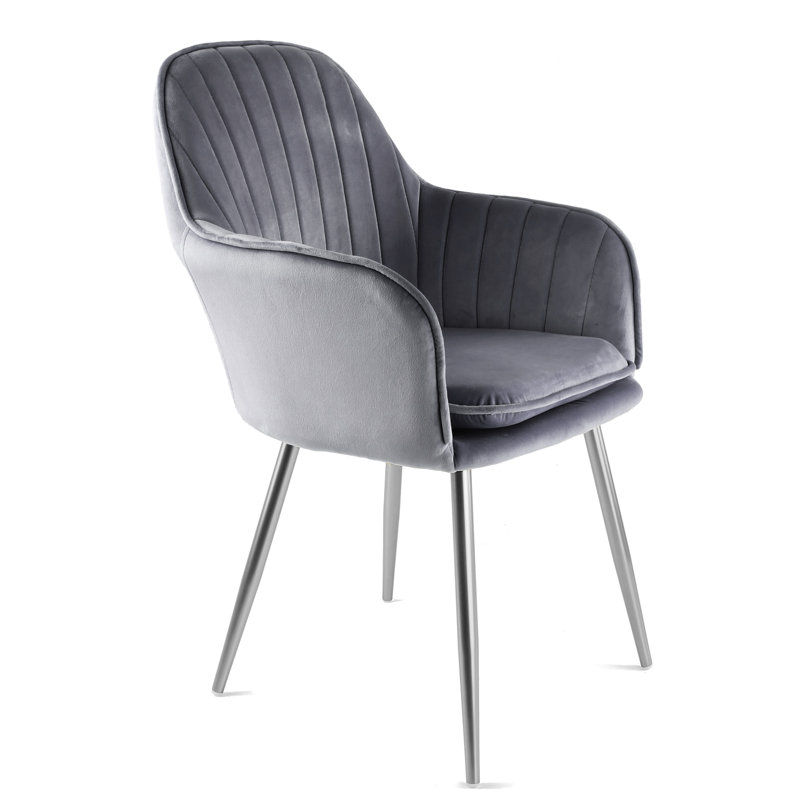 Ariella Velvet Armchair, Dark Grey, Silver
